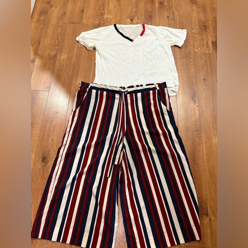 Striped Wide-Leg Pants